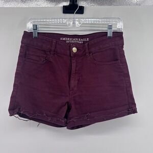 American Eagle Outfitters Maroon High Rise Super Stretch‎ Denim Shorts